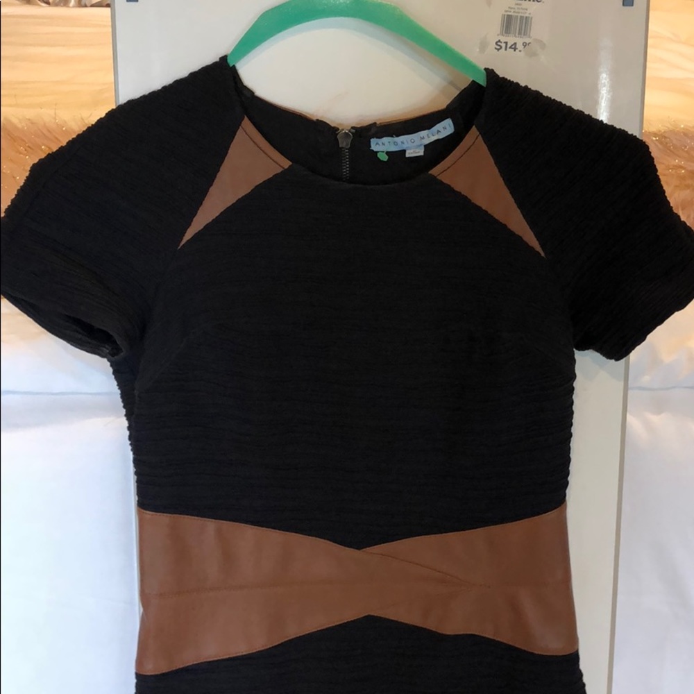 Antonio Melani black dress with leather trimming